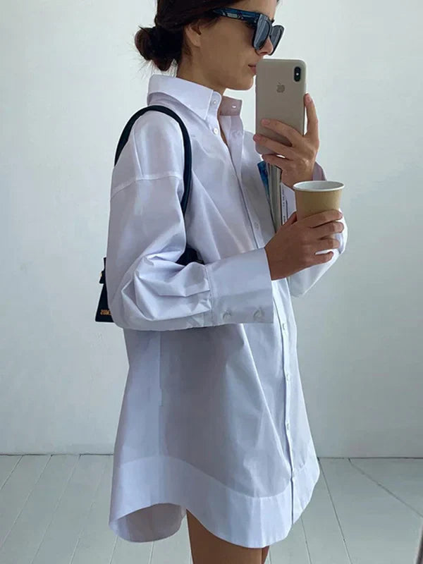leila lång blus överdimensionerad skjortklänning