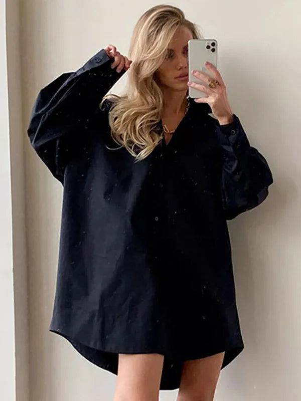 leila lång blus överdimensionerad skjortklänning