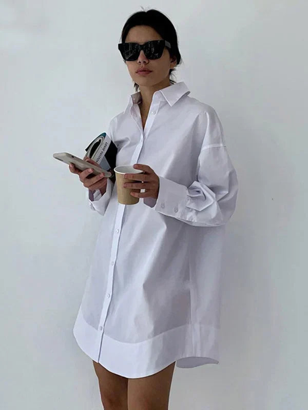 leila lång blus överdimensionerad skjortklänning