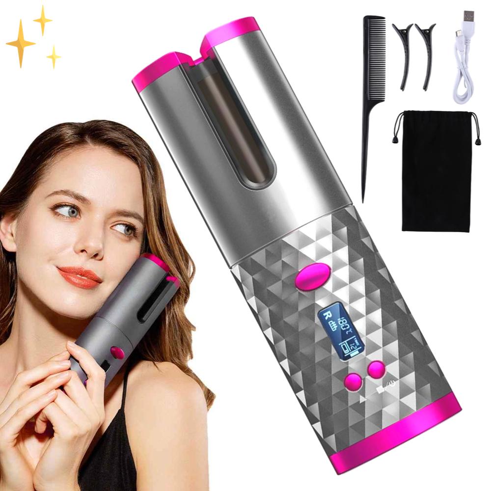 CurlsEverywhere™ Trådlös Automatisk Hårlock, 100 % Säker | Feel Gorgeous - Tillfällig FREE Clip Pack värd 20,-.
