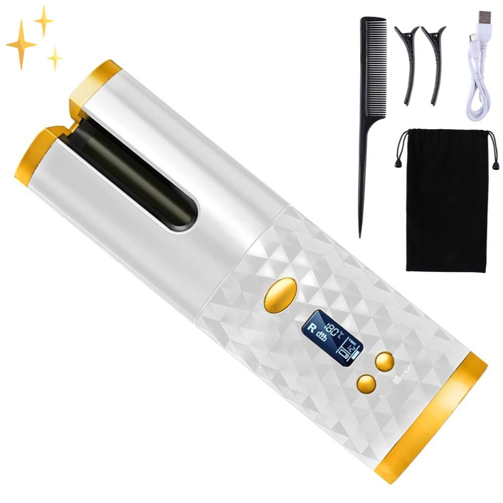 CurlsEverywhere™ Trådlös Automatisk Hårlock, 100 % Säker | Feel Gorgeous - Tillfällig FREE Clip Pack värd 20,-.