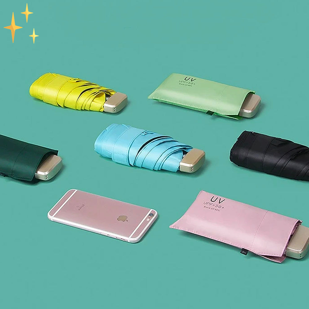2x Storm™ UPF>50+ Miniparaply i telefonstorlek | Det är slut med att bli blöt i regnet, alltid förberedd!