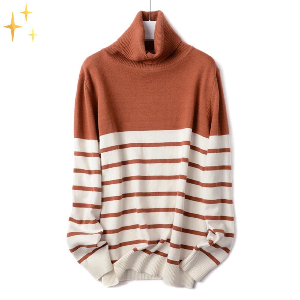 Mirabella™ Isabella Turtleneck Stripes Sweater | Fullständigt Skydd mot Kyla