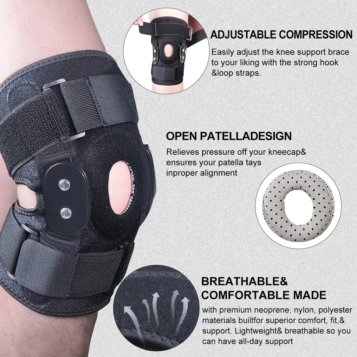 FlexiGuard justerbart och ledat knäskydd för optimalt stöd och smärtlindring
