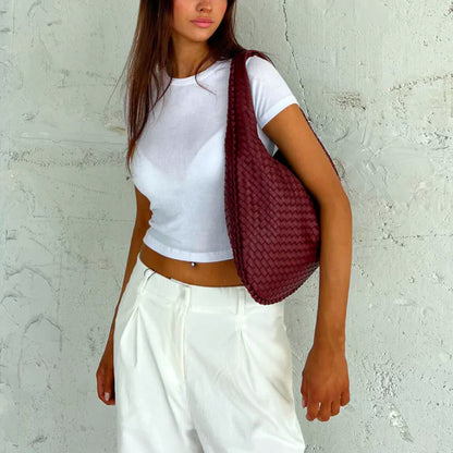 Aranka vävd rymlig designer axelremsväska årets must-have
